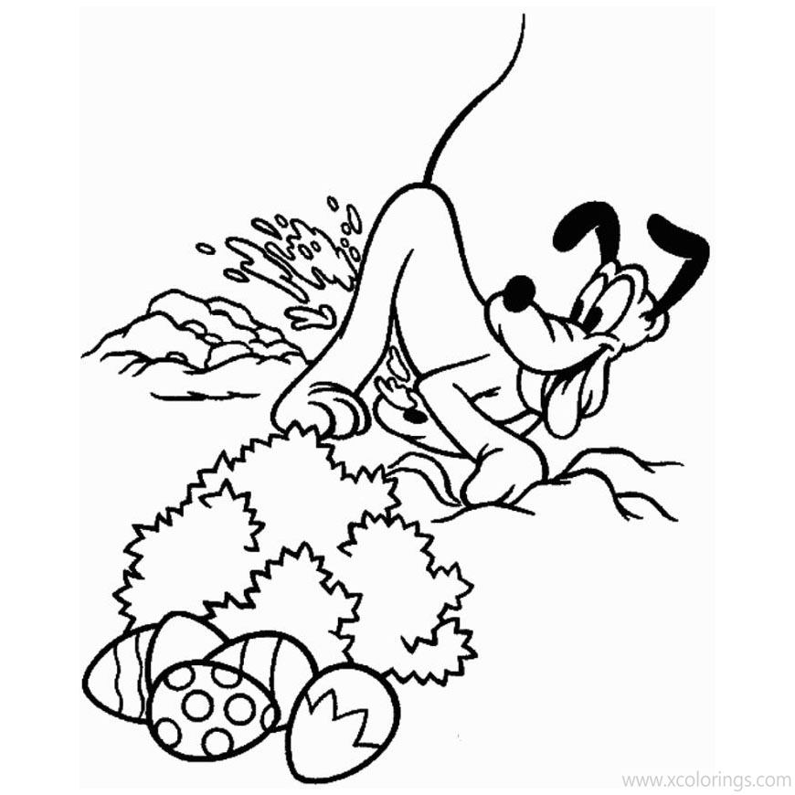 Free Disney Easter Coloring Pages Pluto the Dog printable