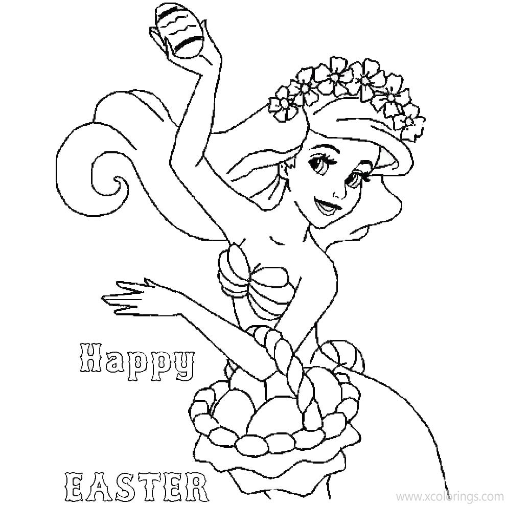 Free Disney Princess Ariel Easter Coloring Pages printable