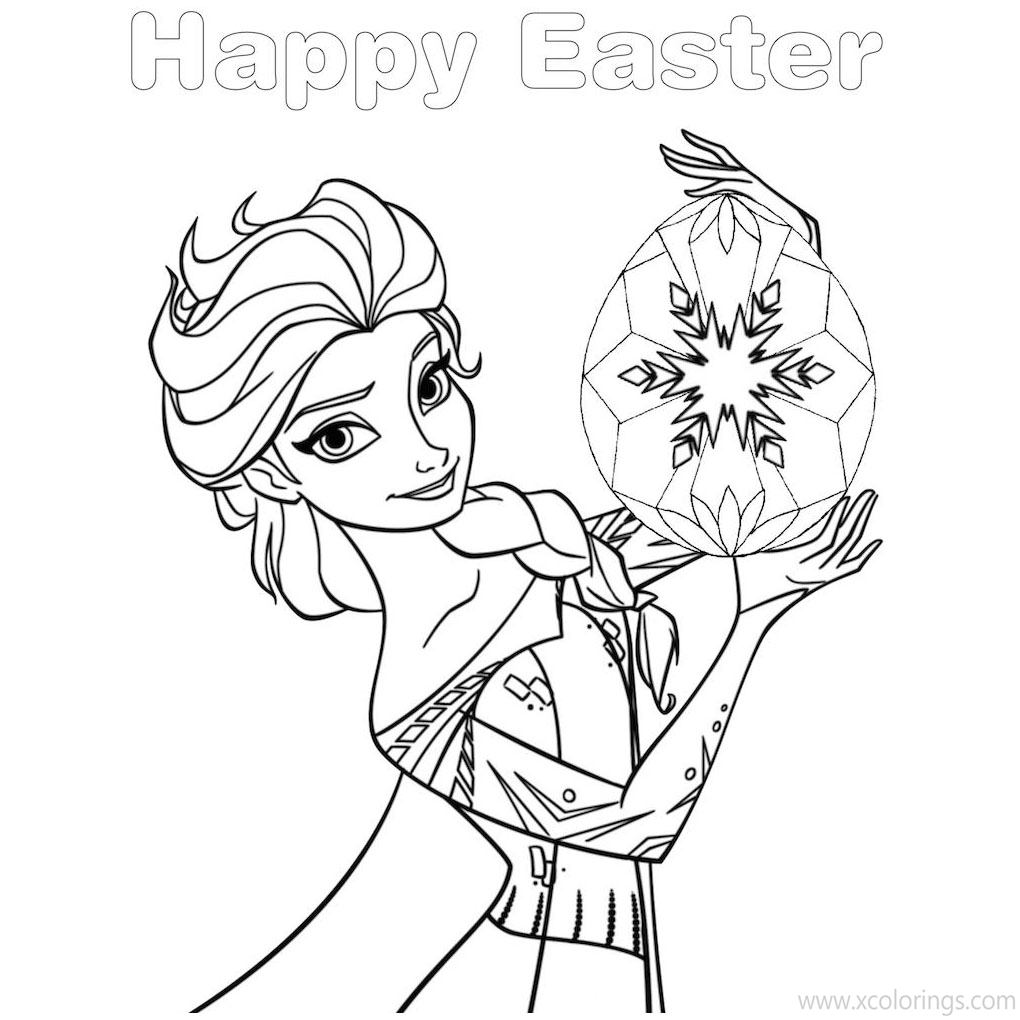 Free Disney Princess Easter Coloring Pages Elsa with Easter Eggs printable