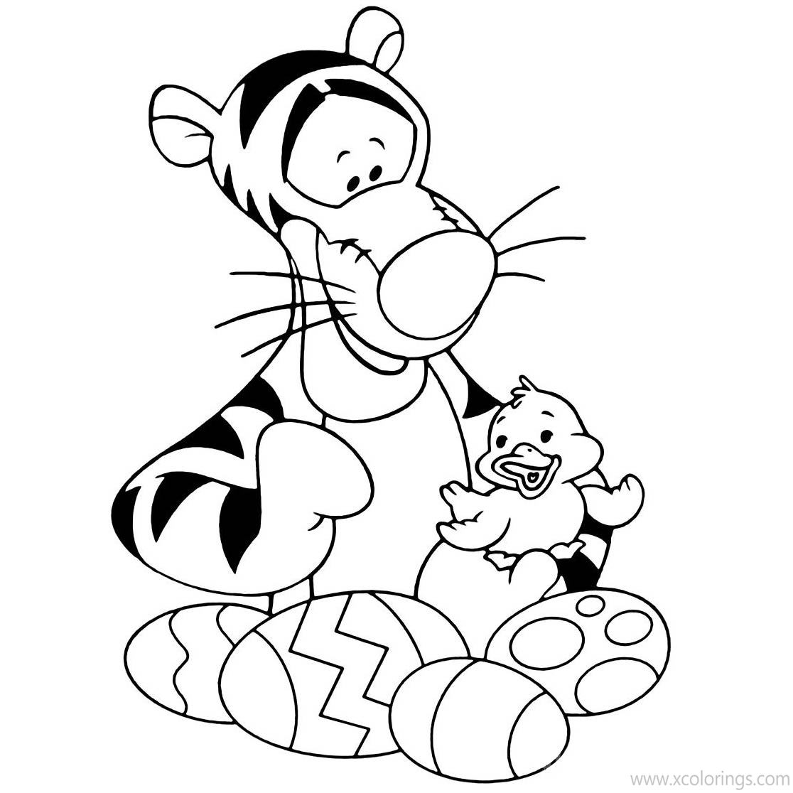Free Disney Winnie The Pooh Easter Coloring Pages Easter Egg Hatched A Dug printable
