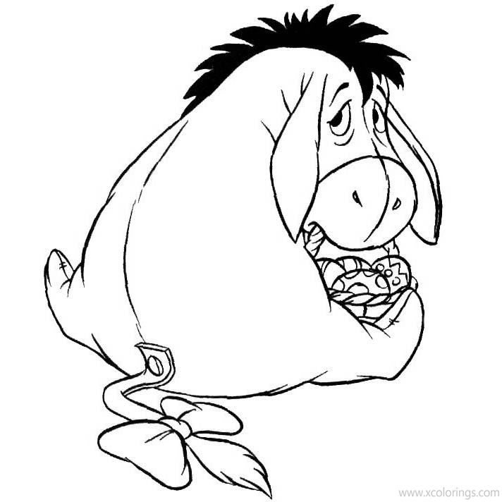 Free Disney Winnie The Pooh Easter Coloring Pages Eeyore with Easter Eggs printable