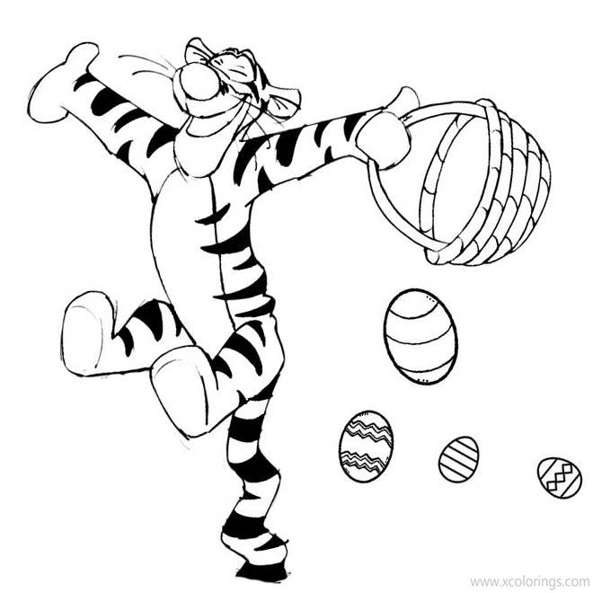 Free Disney Winnie The Pooh Easter Coloring Pages Happy Tigger printable