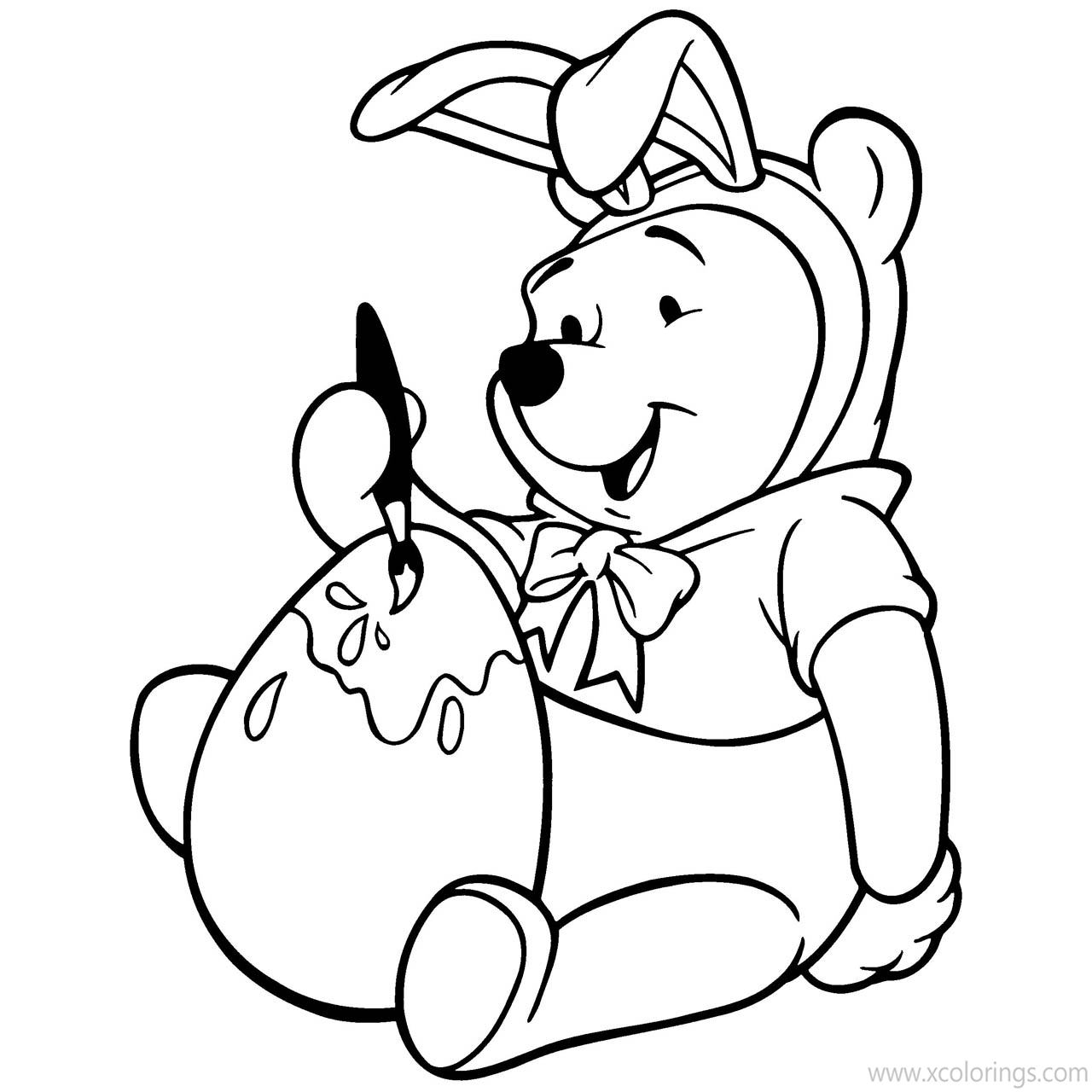 Free Disney Winnie The Pooh Easter Coloring Pages Painting A Easter Egg printable