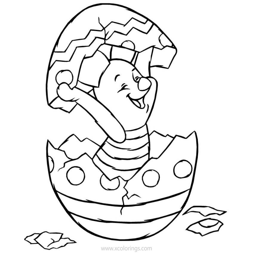Free Disney Winnie The Pooh Easter Coloring Pages Piglet Hatched From Easter Egg printable