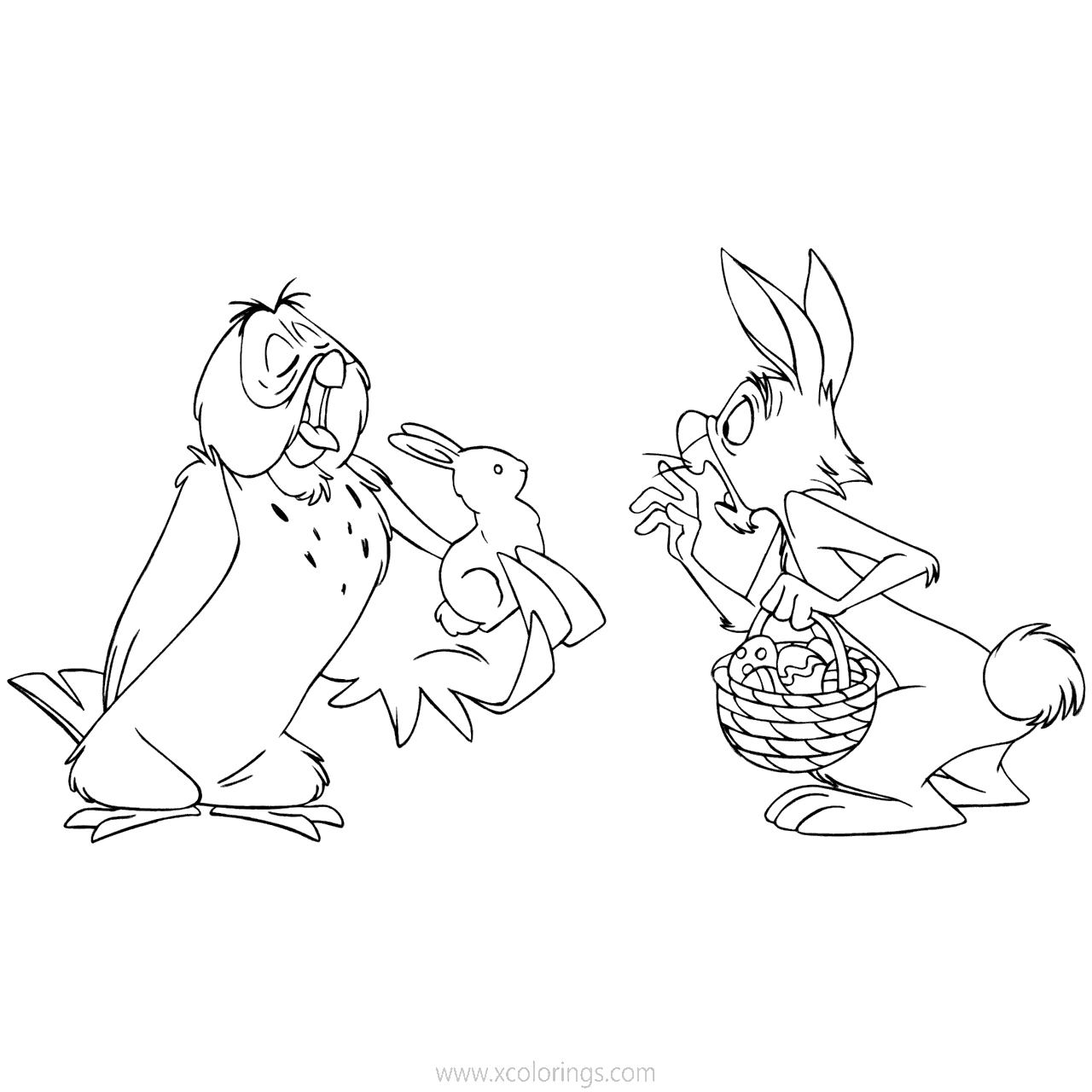Free Disney Winnie The Pooh Easter Coloring Pages Rabbit and Owl printable