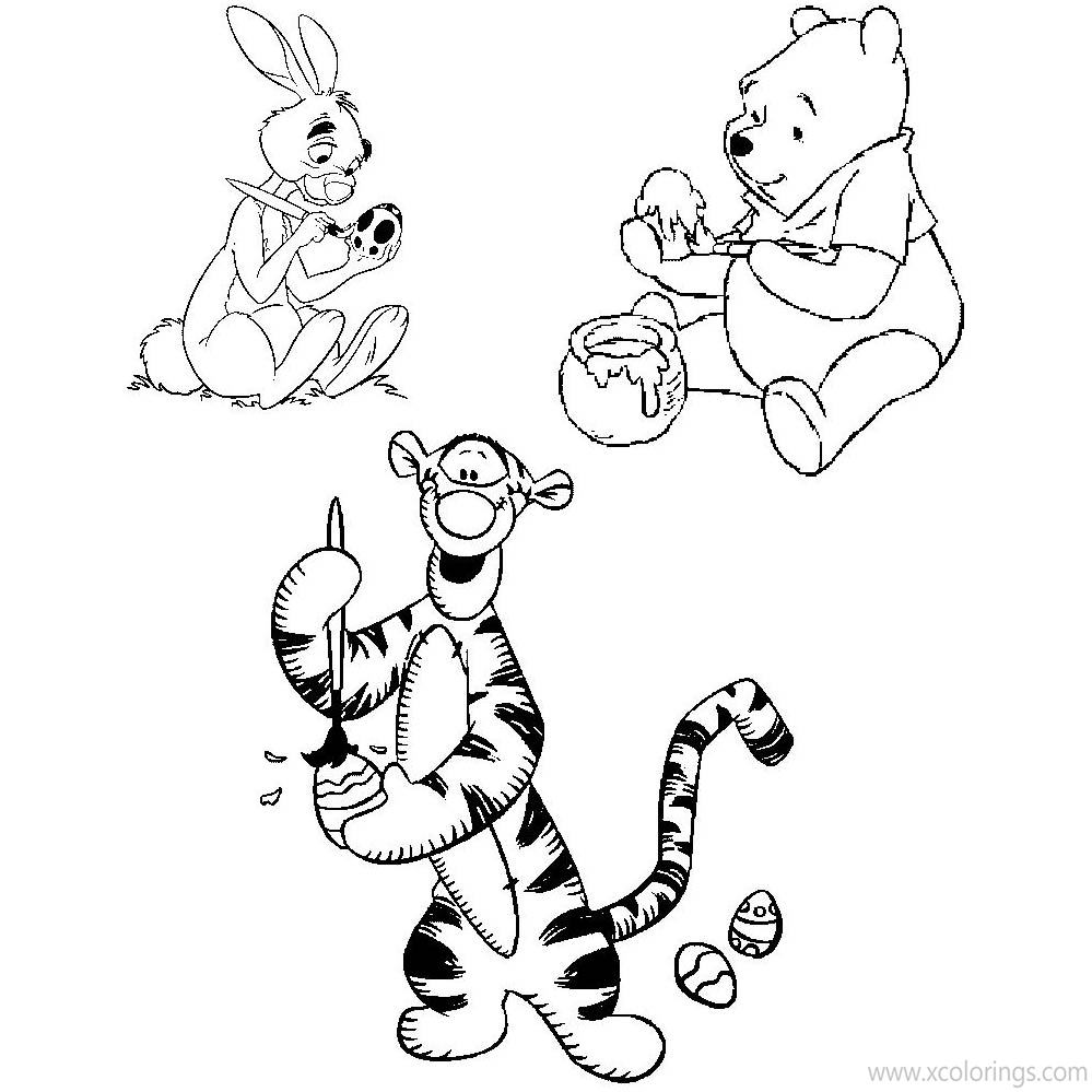 Free Disney Winnie The Pooh Easter Coloring Pages Tigger and Rabbit printable