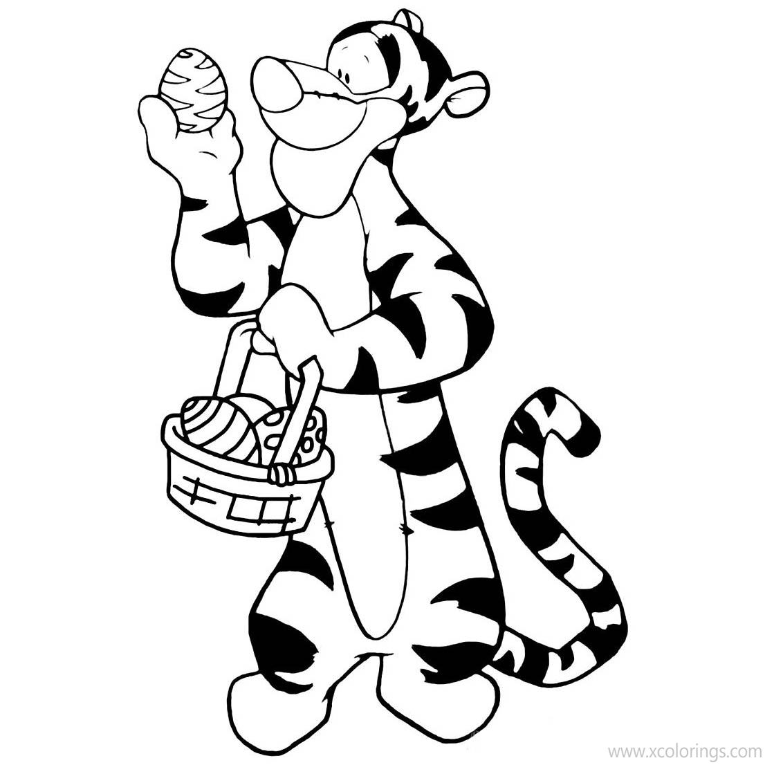 Free Disney Winnie The Pooh Easter Coloring Pages Tigger with An Egg printable