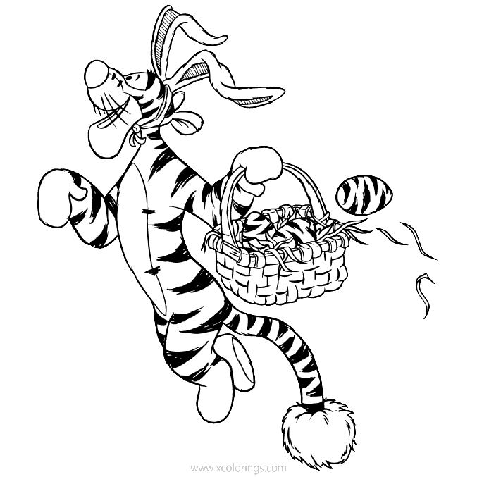 Free Disney Winnie The Pooh Easter Coloring Pages Tigger with Easter Eggs printable