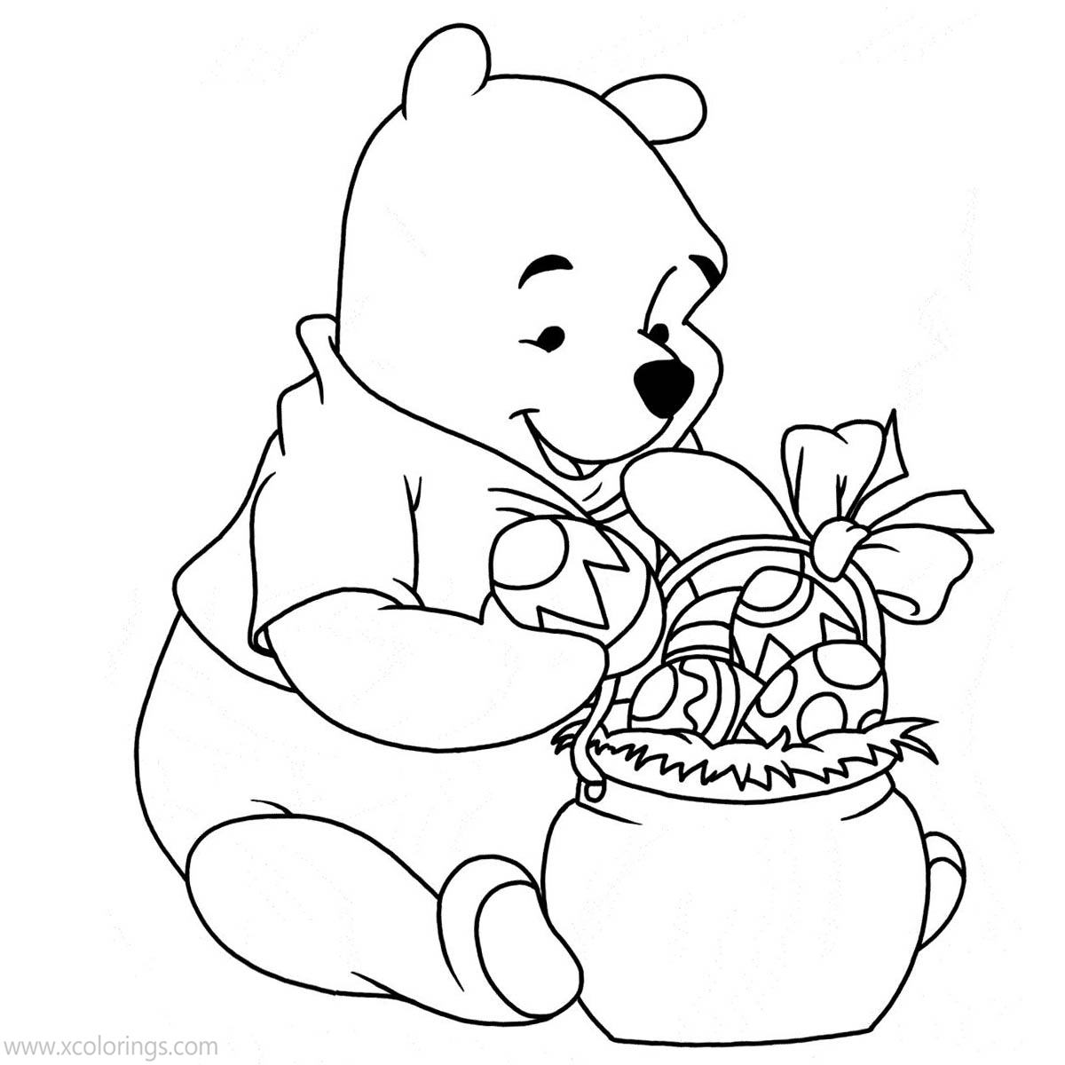 Free Disney Winnie The Pooh Easter Coloring Pages with Eggs printable