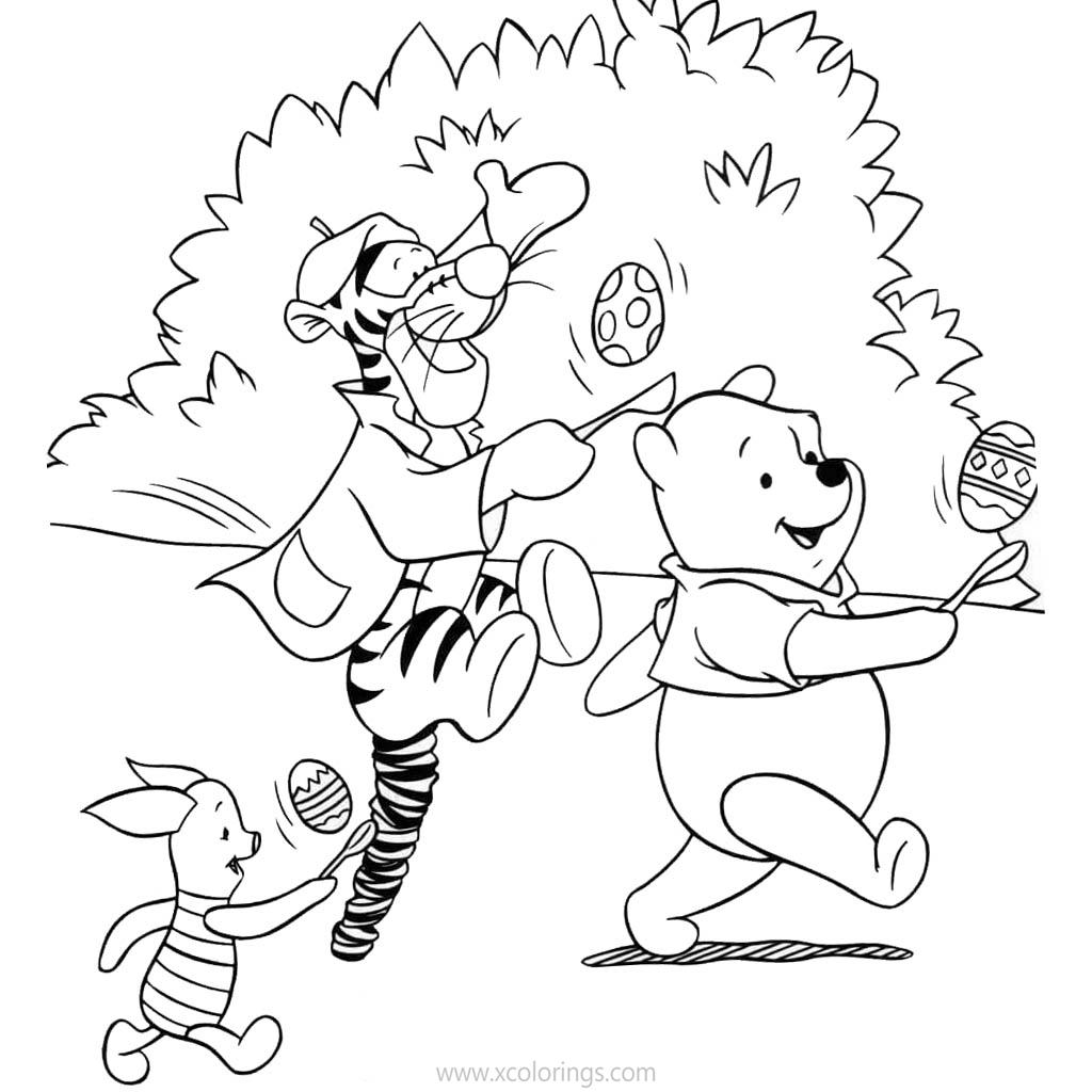 Free Disney Winnie The Pooh Easter Coloring Pages with Piglet and Tigger printable