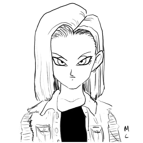 Free Dragon Ball Z Android 18 Coloring Pages Lineart printable