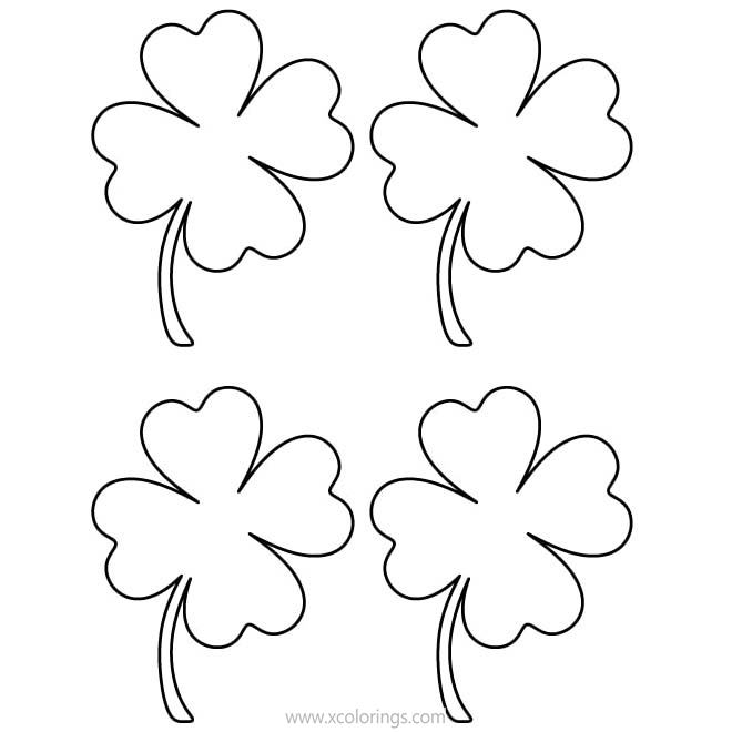 Free Four 4 Leaf Clovers Coloring Pages printable