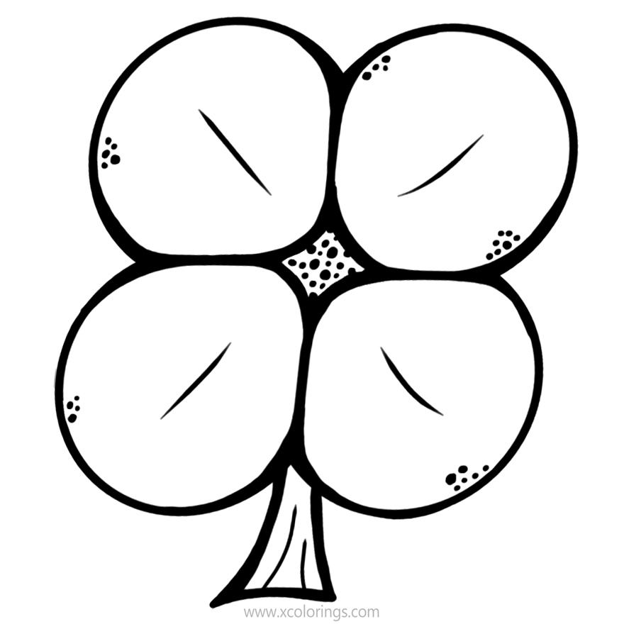 Free Four Leaf Clover Coloring Pages with Spots printable