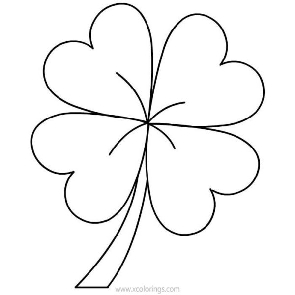 4 Leaf Clover Coloring Pages Lineart - Free 4 Leaf Clover Coloring Pages 600x600 