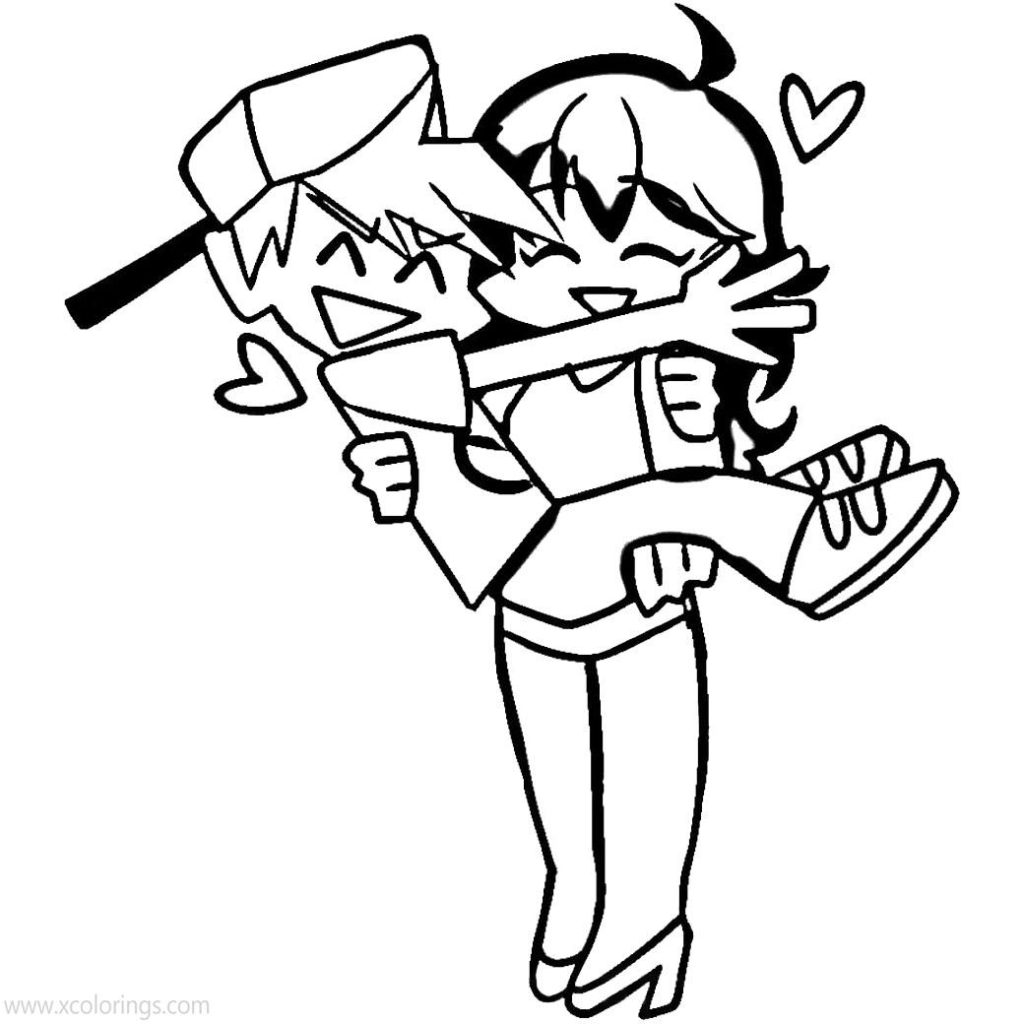 Boyfriend from Friday Night Funkin Coloring Pages - XColorings.com
