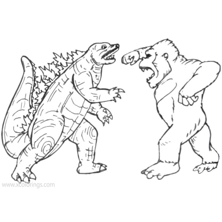Godzilla Vs Kong Coloring Pages Printable - XColorings.com