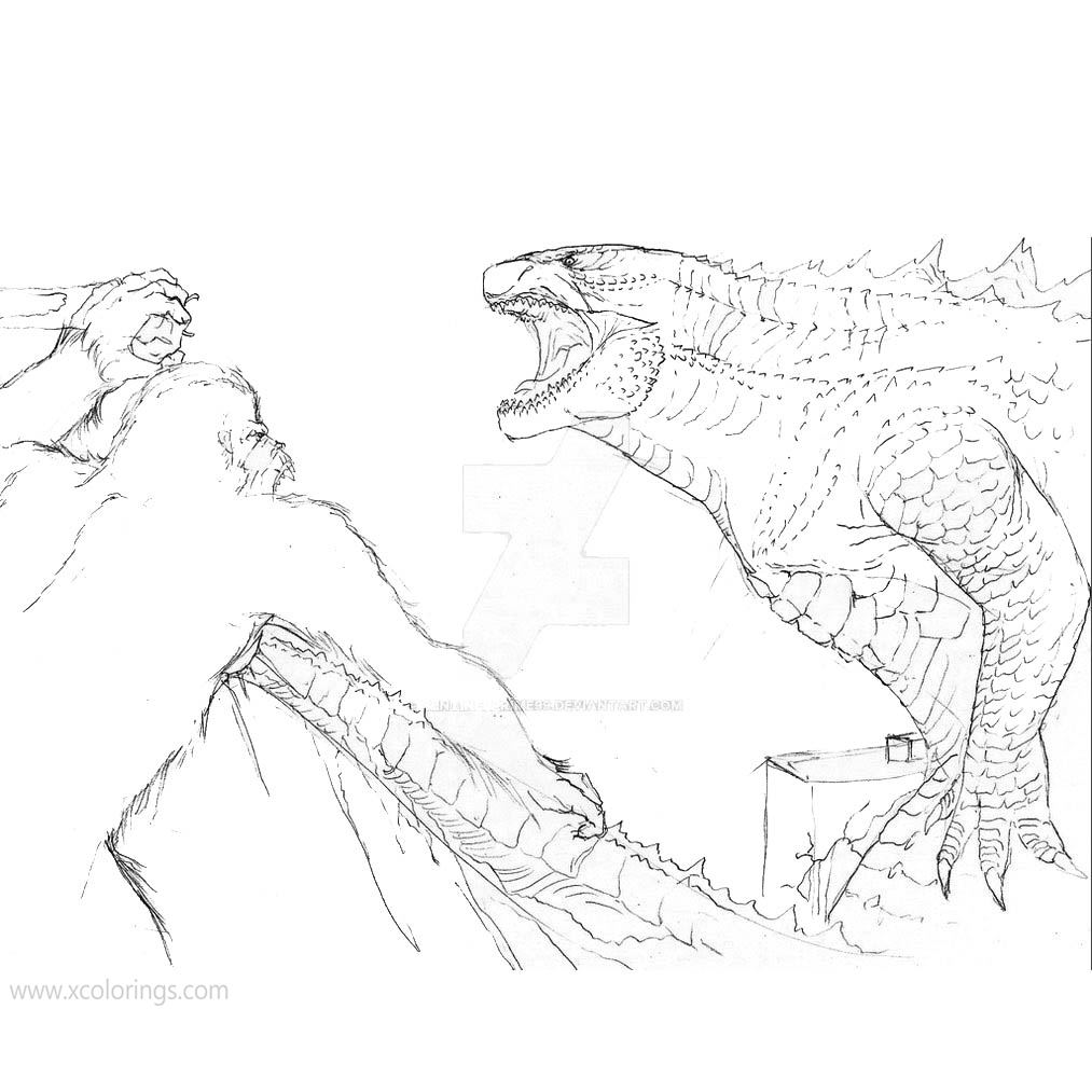 Free Godzilla Vs Kong Coloring Pages by Alex Francis Valdez printable