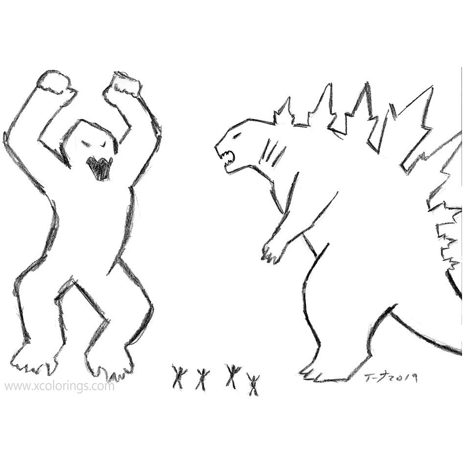 Godzilla Vs King Kong Coloring Sheets Coloring Pages