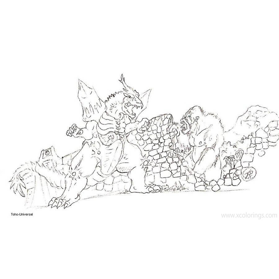 Free Godzilla Vs Kong Coloring Pages by kaijulord21 printable