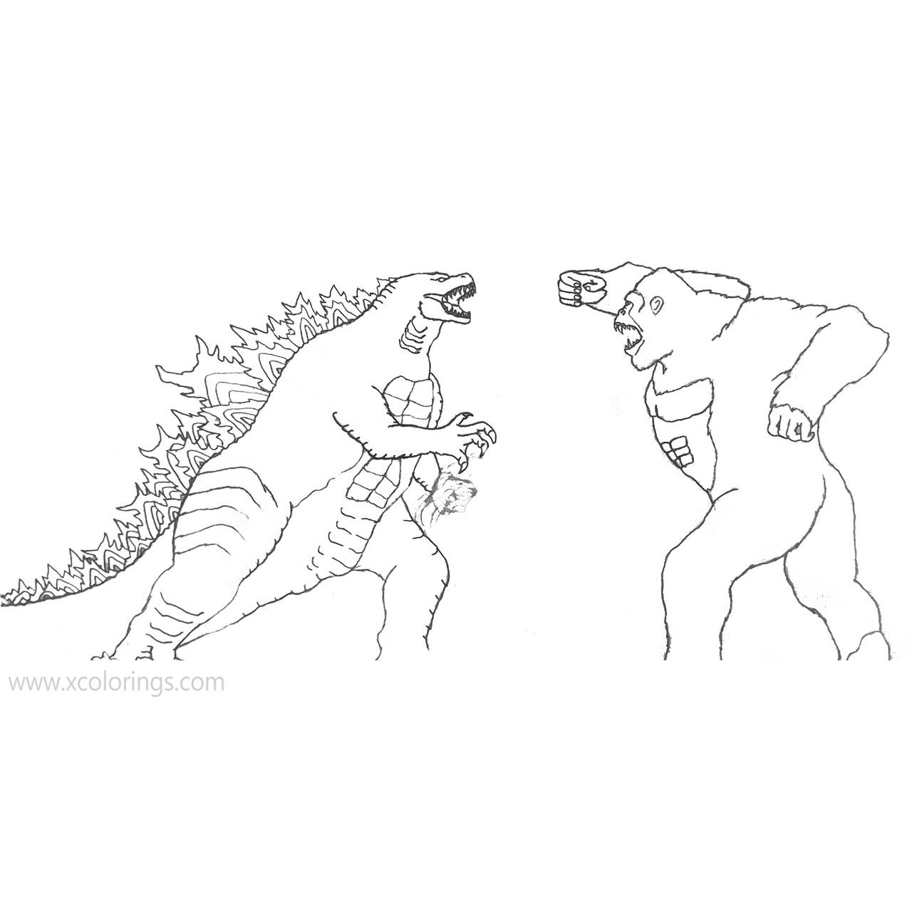 Free Godzilla Vs Kong Coloring Sheet printable