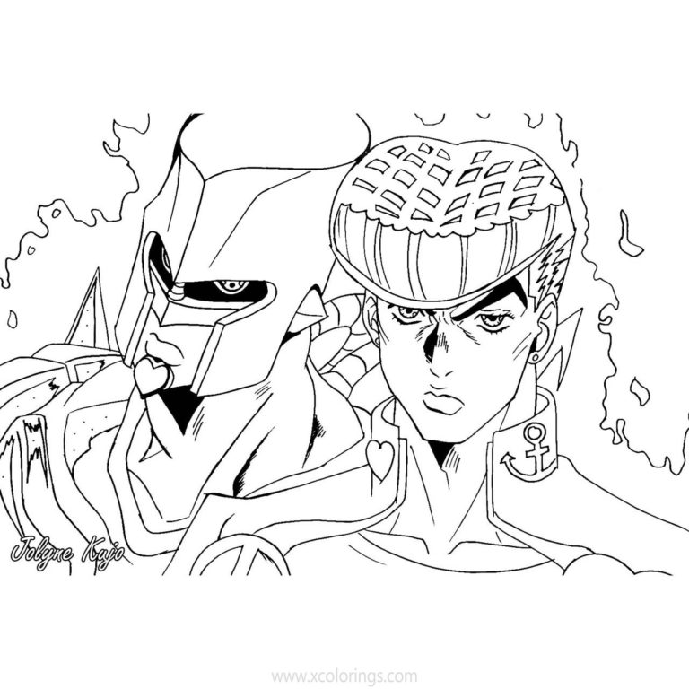 Jotaro and Star Platinum from JoJo's Bizarre Adventure Coloring Pages ...
