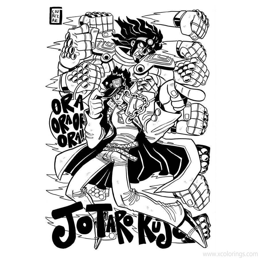 Free JoJo's Bizarre Adventure Coloring Pages Jotaro printable