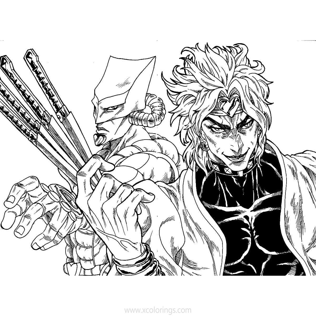 Free JoJo's Bizarre Adventure Coloring Pages Mir and Dio printable