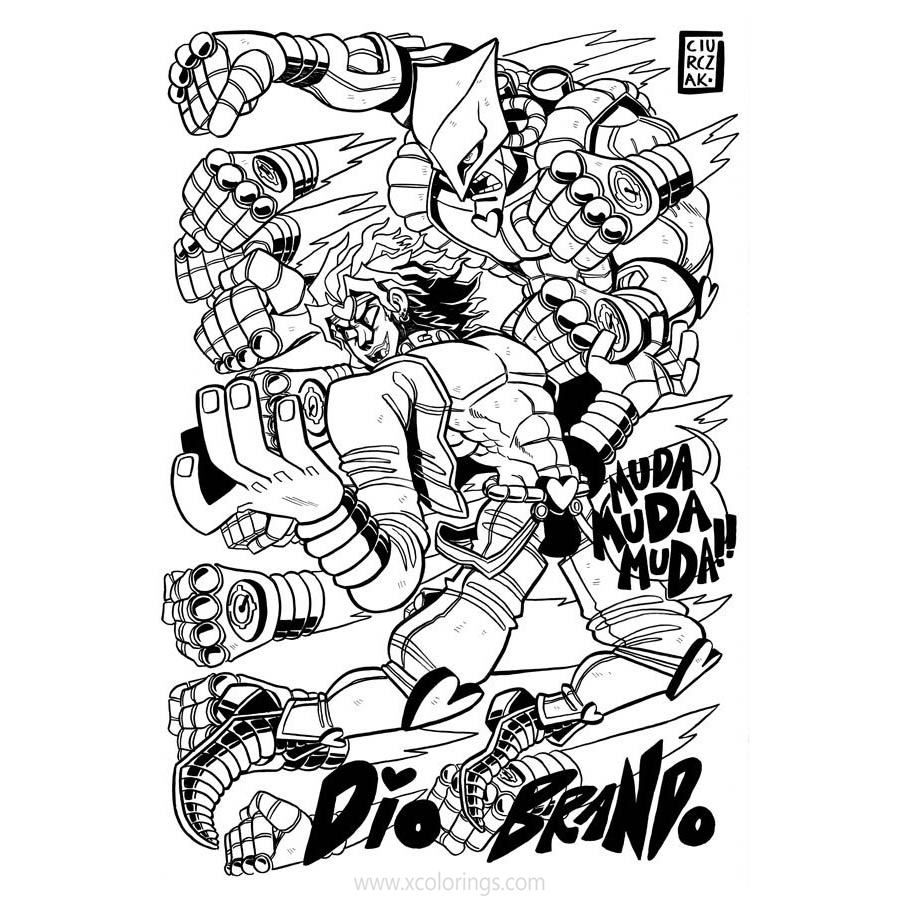 Free JoJo's Bizarre Adventure Coloring Sheets Dio Brando printable