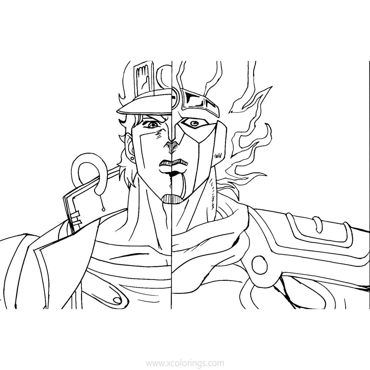Free Jotaro and Star Platinum from JoJo's Bizarre Adventure Coloring Pages printable