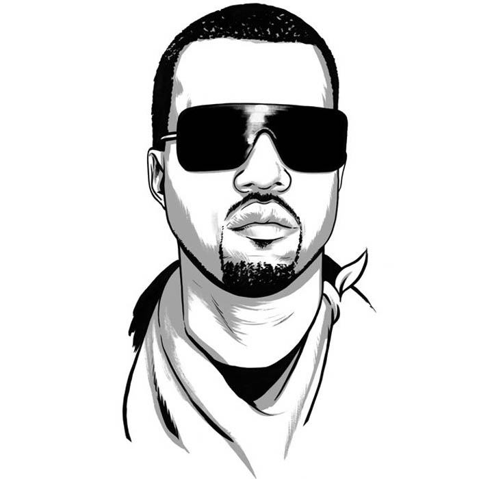 Free Kanye West Coloring Pages with Glasses printable