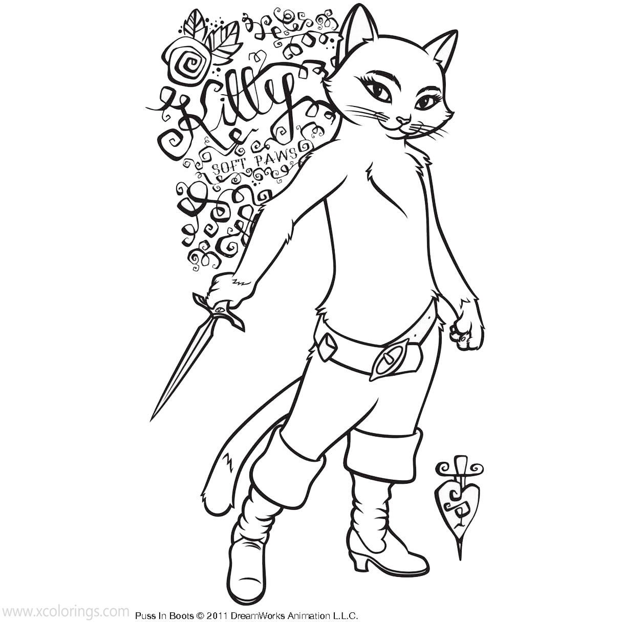 Free Kitty from Puss in Boots Coloring Pages printable