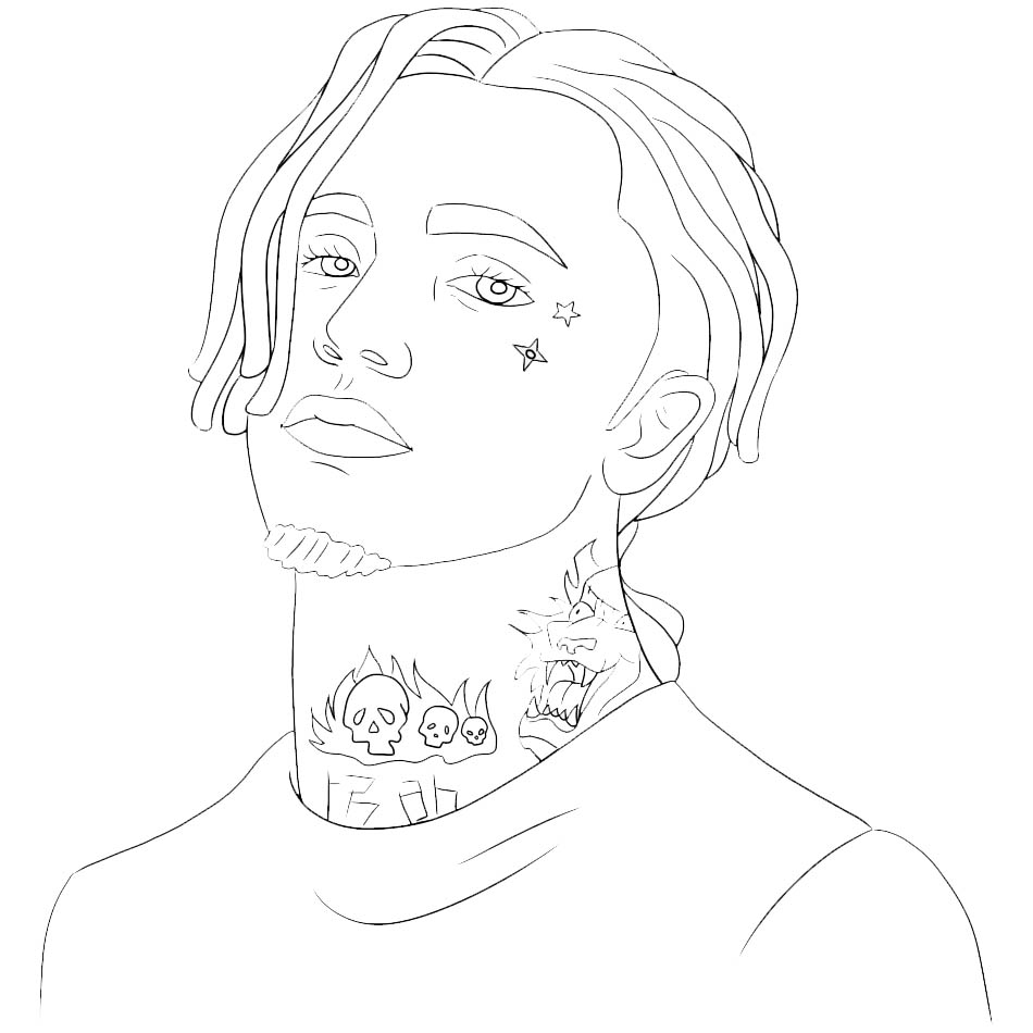 Free Lil Pump Coloring Pages Line Art printable