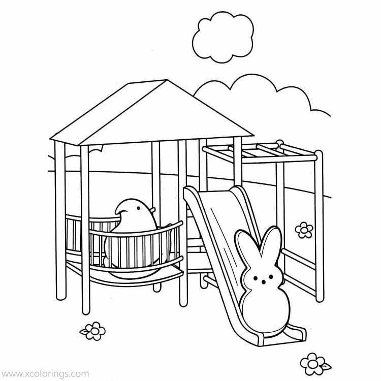 Free Marshmallow Peeps Coloring Pages Bunny Playing Slider printable