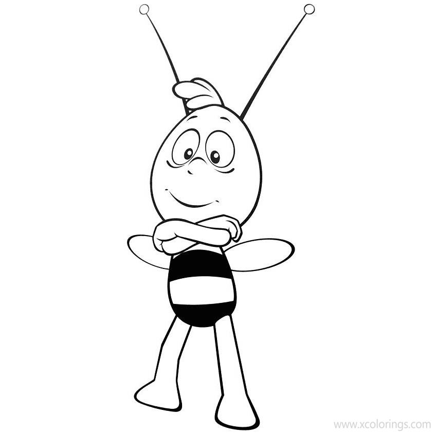 Free Maya The Bee Coloring Pages Willy Black and White printable
