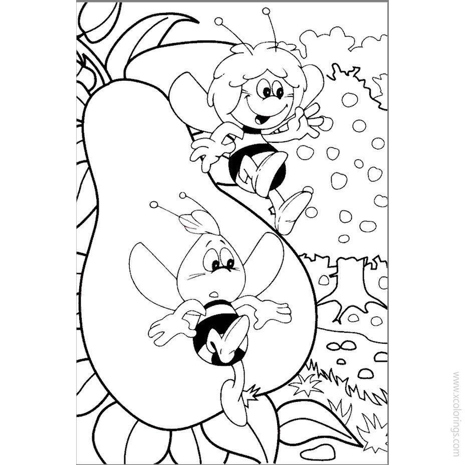 Free Maya The Bee Coloring Pages Willy and Maya are Playing printable