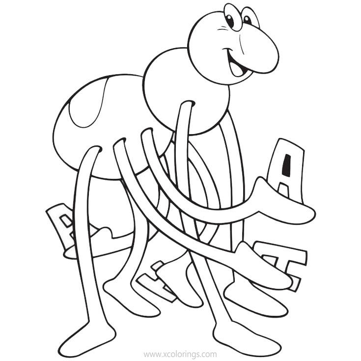 Free Maya the Bee Coloring Pages Bug with Letter A printable
