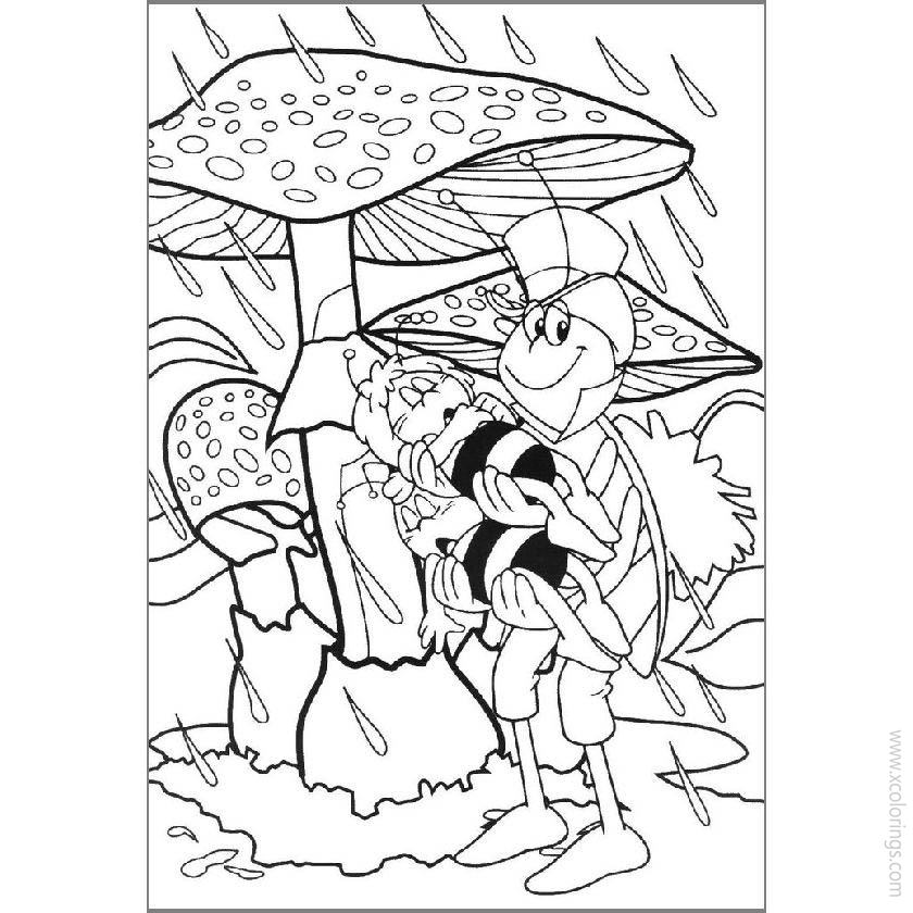 Free Maya the Bee Coloring Pages Flip and Maya In The Rain printable