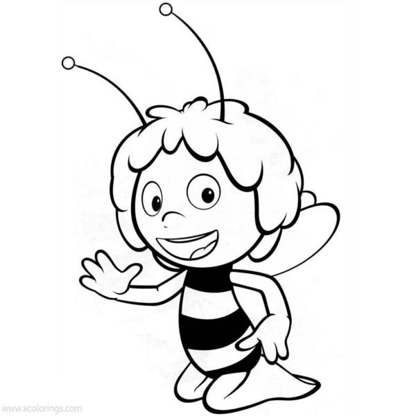 Maya the Bee with A Flower Coloring Pages - XColorings.com