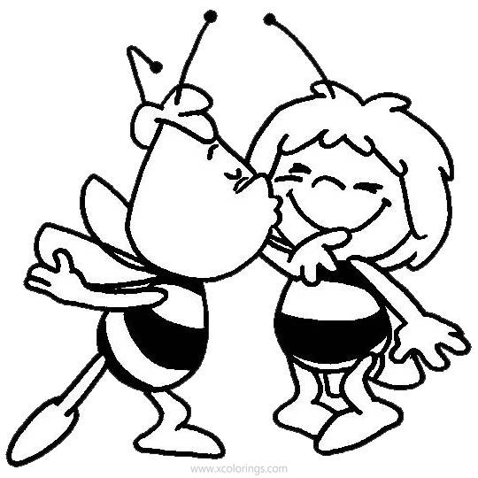 Free Maya the Bee Coloring Pages Kiss from Willy printable