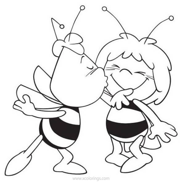 Free Maya the Bee Coloring Pages Kiss printable