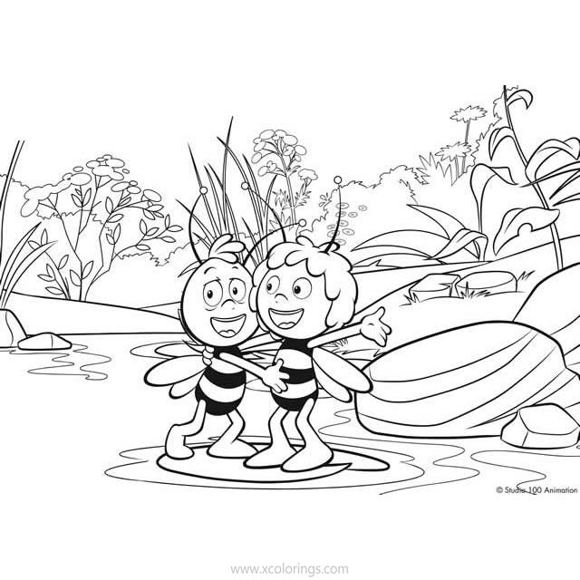 Free Maya the Bee Coloring Pages Willy and Maya On the Water printable