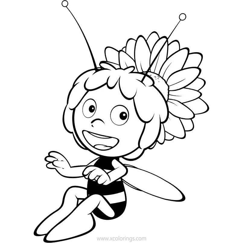 Free Maya the Bee with A Flower Coloring Pages printable