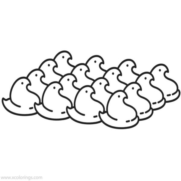 Peeps Coloring Pages Bunnies Template - XColorings.com