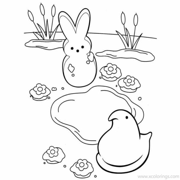 Peeps Coloring Pages Bunnies Template - XColorings.com