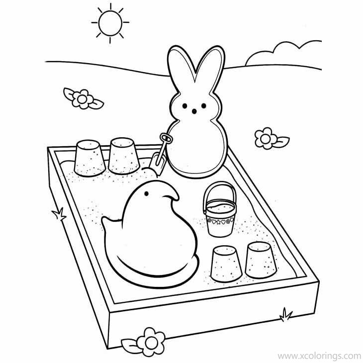 Free Peeps Playing with Sand Coloring Pages printable