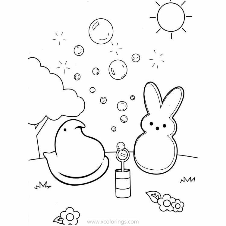 Free Peeps with Bubbles Coloring Pages printable