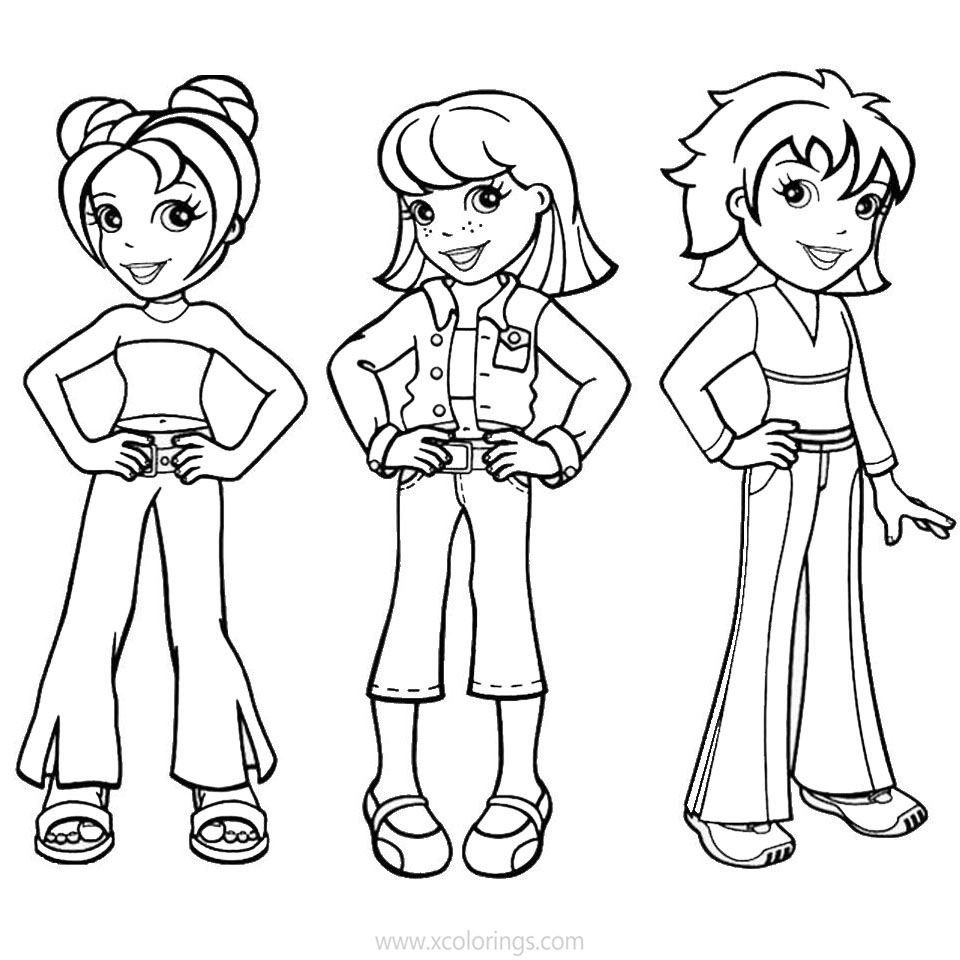Free Polly Pocket Coloring Pages Lila Lea and Shani printable