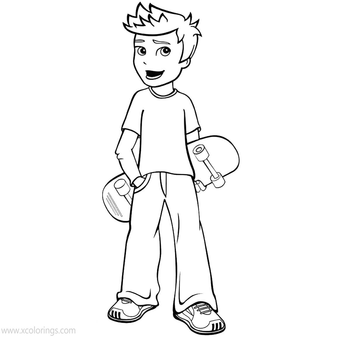 Free Polly Pocket Coloring Pages Rick with Skateboard printable