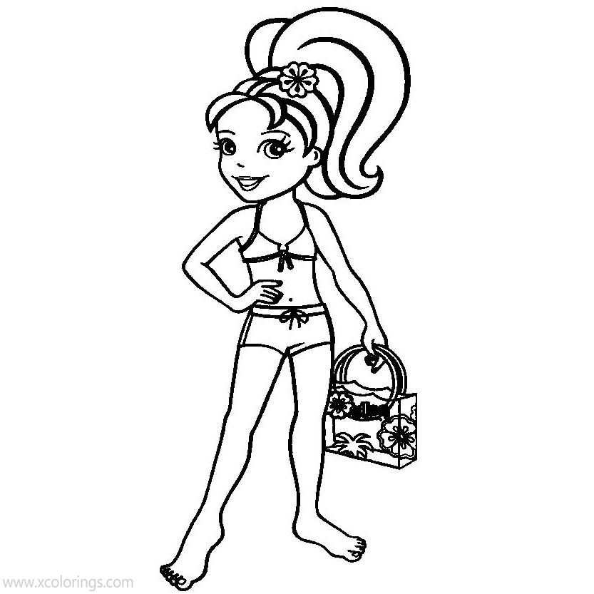 Free Polly Pocket Coloring Pages with Swimsuits printable