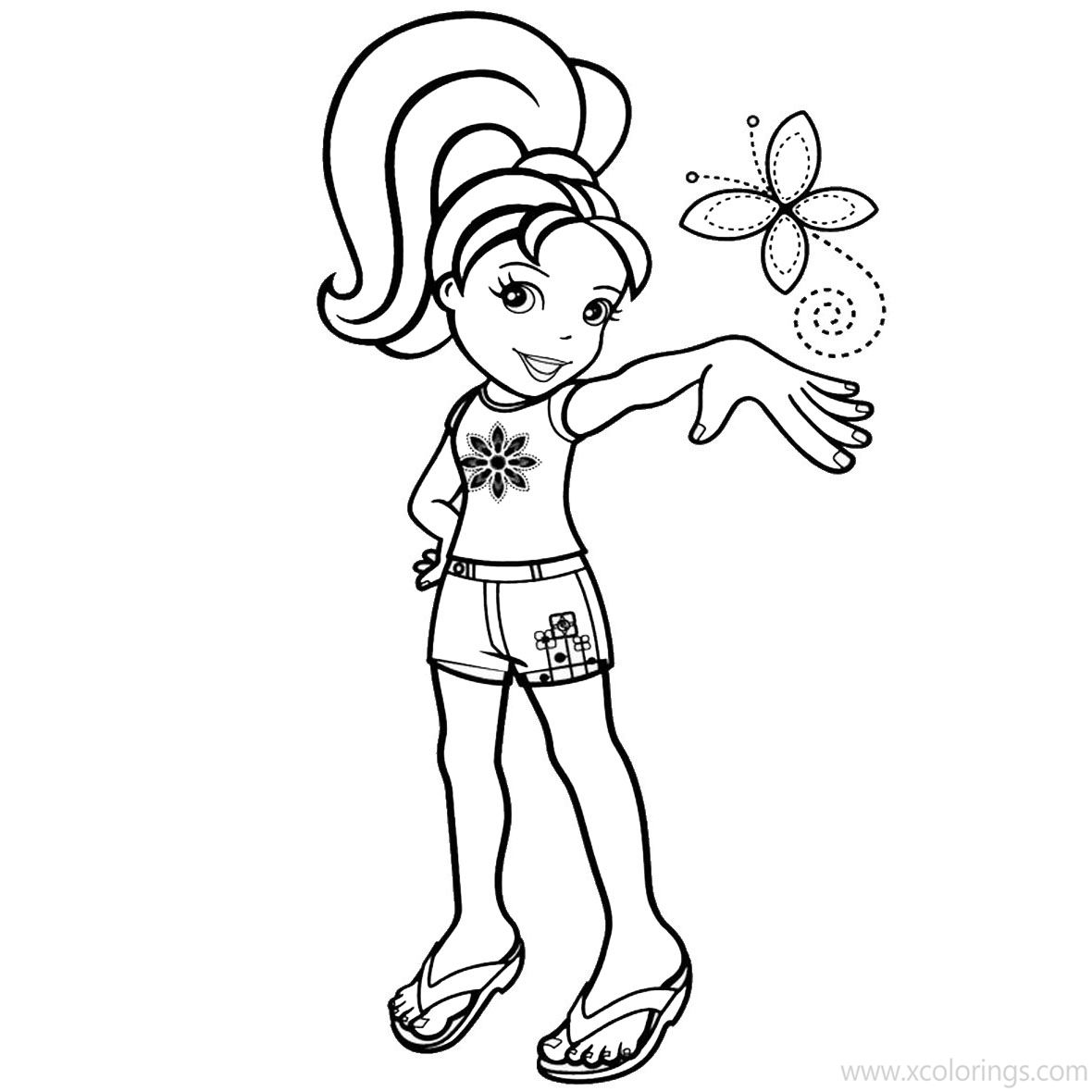 Free Polly Pocket and a Butterfly Coloring Pages printable